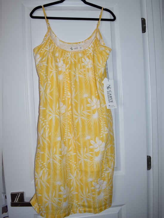 Carve Designs Dresses & Skirts - NWT’s 100% Organic Cotton Carve Designs Yellow Tropical Dress Size XL